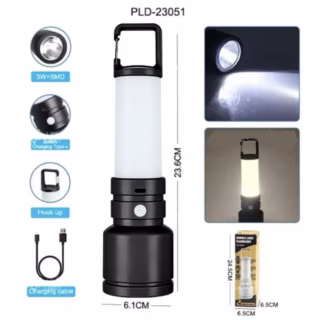 Ручной фонарь CH-23051-3W+SMD, Li-Ion аккум., карабин, ЗУ Type-C