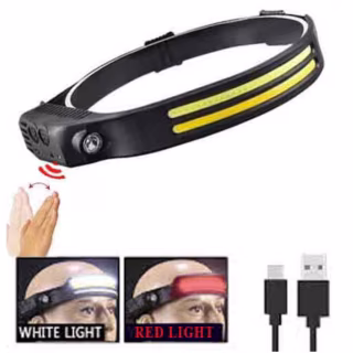 Налобный фонарь Bailong BL-W689-LM+2COB, Белый, Красный, Motion Sensor, Li-Ion аккум., ЗУ Type-C