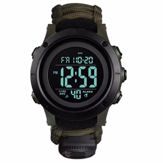 Годинники наручні SKMEI 1426AGBK, PARACORD, ARMY GREEN-BLACK, ABS RING, компас, термометр, 10463