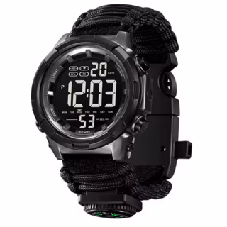 Часы наручные SKMEI 1845BK, PARACORD, BLACK, Compass, термометр, свисток, кресало, 10635