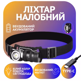 Налобный фонарь Police PL-248, магнит, аккум, Type-C