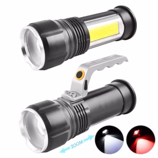 Ручной фонарь Police S912-XPE+COB, Белый, Красный, 2x18650, zoom, ЗУ 220V, 12V