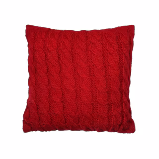 Подушка Прованс в'язана декоративна Коси червона 33х33 см (027419)
