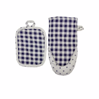 Кухонна прихватка Прованс Набір рукавиця 29х15 та прихватка 15х20 Синя клітинка (035696)