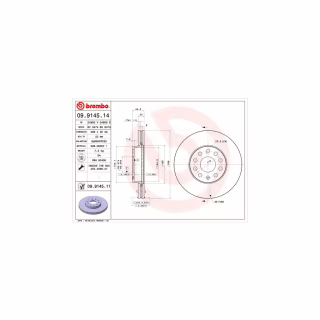 Тормозной диск Brembo 09.9145.11