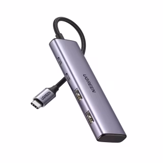 Концентратор Ugreen USB-C to 2xUSB 3.0 + 2xUSB-C CM473 gray (15395)