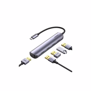 Концентратор Ugreen USB-C to 4xUSB 3.0 + HDMI CM417 gray (20197)