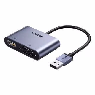 Перехідник USB 3.0 to HDMI + VGA CM449 gray Ugreen (20518)