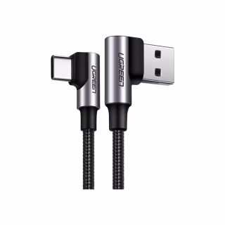 Дата кабель USB 2.0 AM to USB-C 0.5m 3A 90° corner US176 black Ugreen (20855)