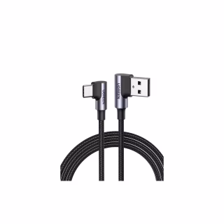 Дата кабель USB 2.0 AM to USB-C 1.0m 3A 90° corner US176 black Ugreen (20856)