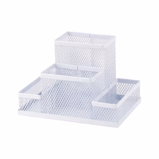 Настольный набор Axent подставка-органайзер 155x103x100 мм металлическая, белая (2117-21-A)