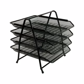 Лоток для бумаг Axent горизонтальный 4-в-1, металлический, черный (2129-01-A)