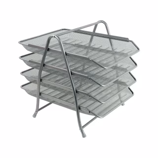 Лоток для паперів Axent горизонтальний 4-в-1, металевий, срібний (2129-03-A)