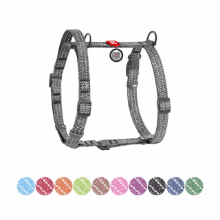 Шлей для собак WAUDOG Н-образная Re-cotton с QR паспортом, светоотражающая S серая (259111)