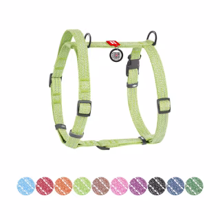 Шлей для собак WAUDOG Н-образная Re-cotton с QR паспортом, светоотражающая S салатовая (25915)