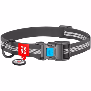Нашийник для тварин WAUDOG Waterproof пластикова пряжка S Ш 15 мм Д 25-35 см сірий (261611)