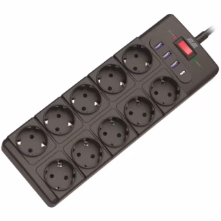 Мережевий фільтр живлення 2E 2E-SP10M3USBBK 3m (2E-SP10M3USBBK)