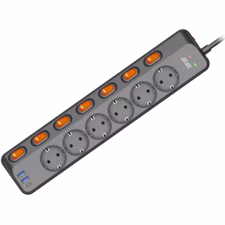 Мережевий фільтр живлення 2E 2E-SP6M3SWBK 3m (2E-SP6M3SWBK)