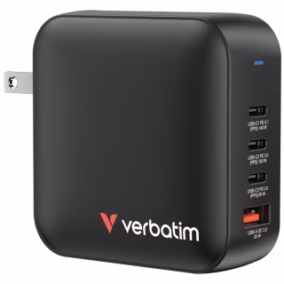 Зарядний пристрій Verbatim MiniGaN 165 W 4 ports (3xUSB-C/1xUSB-A) (32216)