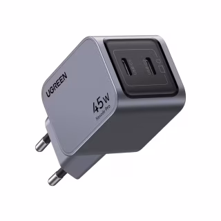 Зарядний пристрій Ugreen 2xUSB-C PD45W GaN X707 gray (35008)