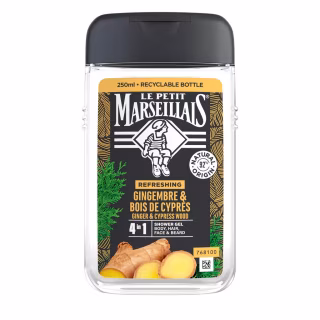 Гель для душу Le Petit Marseillais 4 в 1 Імбир і кипарисове дерево 250 мл (3574661633725/3574661714523)