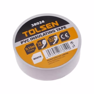 Изоляционная лента Tolsen 19 мм х 9.2 м белая 0.13 мм (38024)