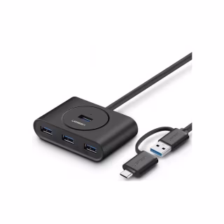 Концентратор Ugreen USB 3.0 to 4xUSB + USB-C plug 1.0m CR113 black (40850)