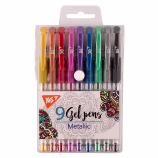 Ручка гелева Yes набір Metallic 9 штук (420433)