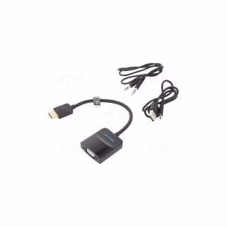 Переходник HDMI M to VGA F + Micro USB F + 3.5mm F 0.15m black Vention (42161)