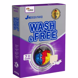 Пральний порошок Wash&Free Universal Жасмин та лаванда з марсельським милом 400 г (4262396140876)