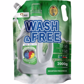 Гель для прання Wash&Free Гірська свіжість Дой-пак 2 кг (4262396144942)