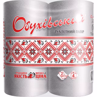 Туалетний папір Обухівський 2 шари сірий 4 рулони (4820003833803)