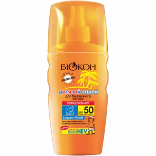 Средство для загара Біокон Детский спрей для безопасного загара Суперзащита SPF-50 160 мл (4820008318404)