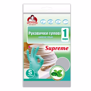 Перчатки хозяйственные Помічниця Supreme с ароматом мяты Универсальные размер 6 (S) (4820012349029)