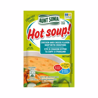 Пища быстрого приготовления Тьотя Соня Куриный суп с сыром и гренками 15 г (4820015103055)