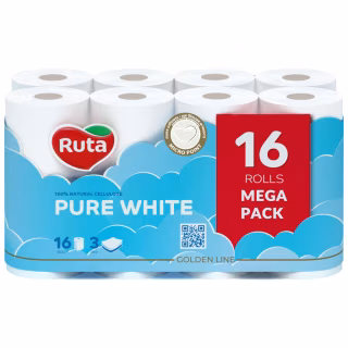 Туалетная бумага Ruta Pure White 3 слоя 16 рулонов (4820023748538)