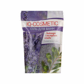 Сіль для ванн IQ-Cosmetic Лаванда і екстракт оливи 500 г (4820049382525)