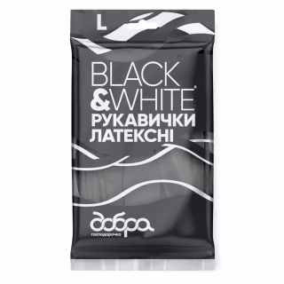 Рукавички господарські Добра Господарочка Black&White Латексні Розмір L (4820086523813)