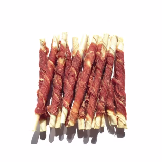 Лакомство для собак Lucky Star Утиное вяленое мясо на кальцинированной палочке 12.5 см 500 г (4820144201011)