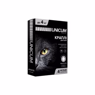 Краплі для тварин Unicum Premium від бліх та кліщів на холку для котів масою до 4 кг/3 шт (4820150201760)