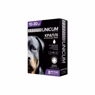 Краплі для тварин Unicum COMPLEX від бліх, кліщів та гельмінтів на холку для собак 10-30 кг/4 шт (4820150202521)