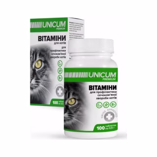 Вітаміни для котів Unicum PREMIUM для профілактики сечокам'яної хвороби 100 табл. (4820150202606)