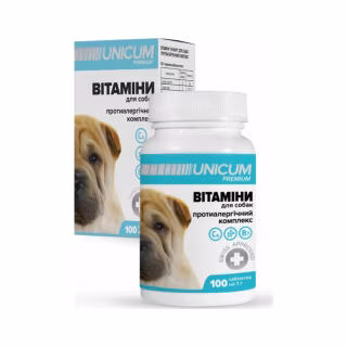 Витамины для собак Unicum PREMIUM противоаллергический комплекс 100 табл. (4820150202620)