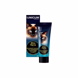 Паста для животных Unicum комплекс для улучшения состояния шерсти и кожи у кошек и котят 100 г (4820150208837)