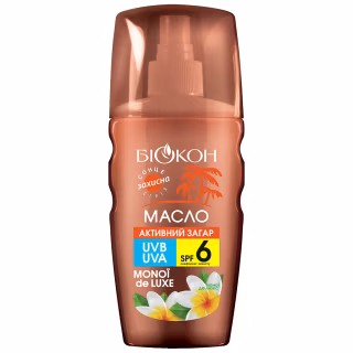 Средство для загара Біокон Масло Активный загар Моной де люкс SPF-6 160 мл (4820160039742)