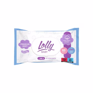 Дитячі вологі серветки Lolly з перших днів життя з клапаном 80 шт (4820174981136)