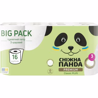 Туалетная бумага Сніжна Панда Premium Classic Plus 3 слоя 16 рулонов (4820183972842)