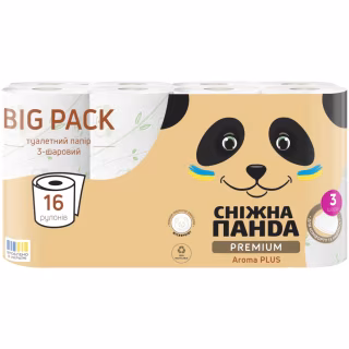 Туалетная бумага Сніжна Панда Premium Aroma Plus 3 слоя 16 рулонов (4820183972910)