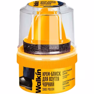 Крем для взуття Walkin Крем-блиск для гладкої шкіри з аплікатором Чорний 50 г (4820184442047)