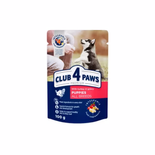 Влажный корм для собак Club 4 Paws для щенков с индейкой в соусе 100 г (4820215363198)